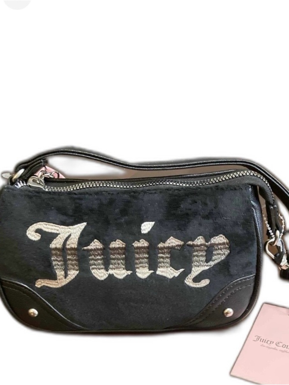Juicy Couture Small Handbag Retro Y2K Mini Wristlet Purse Liquorice Black NWT